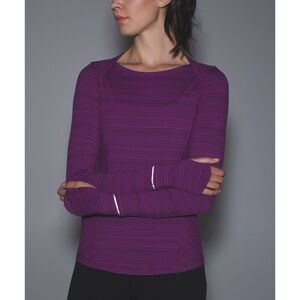 Lululemon Kanto Catch Me Long Sleeve Regal Plum Stripe Women’s Size 6
